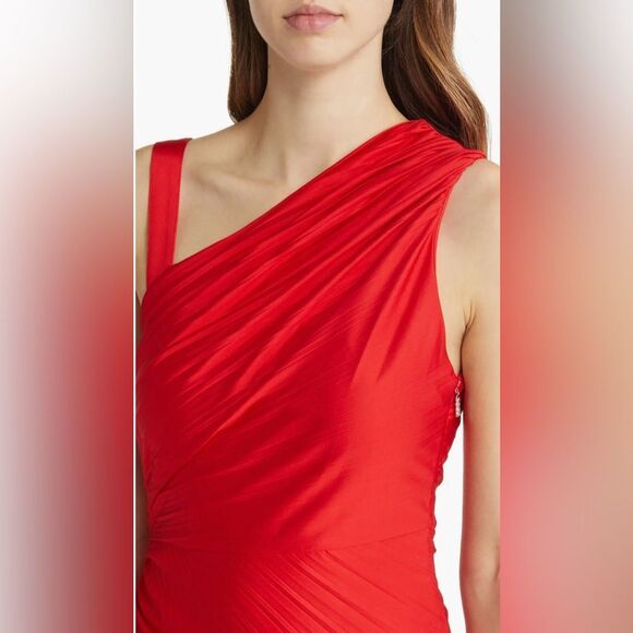 HUGO BOSS Eperla Asymmetric Neck Satin Cocktail Dress, size L - Picture 6 of 12